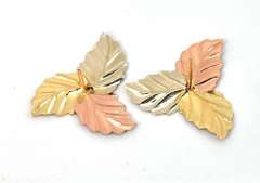 Cute Tri-Color Gold Leaf Earrings