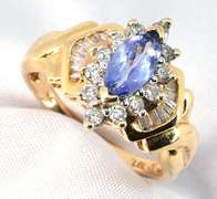 Pretty Iolite and Diamond Ring