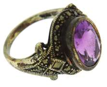Amethyst and Marcasite Sterling Silver Ring