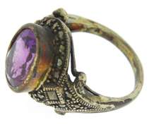 Amethyst and Marcasite Sterling Silver Ring