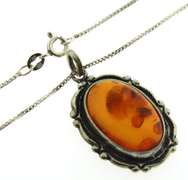Sterling Silver Amber Necklace