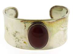 Mexico Sterling Silver Carnelian Cuff Bracelet