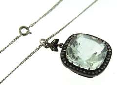 Aquamarine Pendant on Sterling Silver Chain