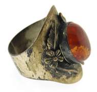 Sterling Silver Amber Ring