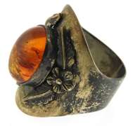 Sterling Silver Amber Ring