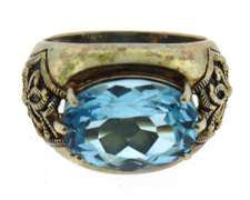 Vintage Sterling Silver Blue Topaz Ring
