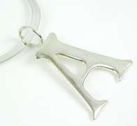Sterling Silver Large A Pendant & Herringbone Chain