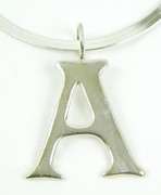 Sterling Silver Large A Pendant & Herringbone Chain