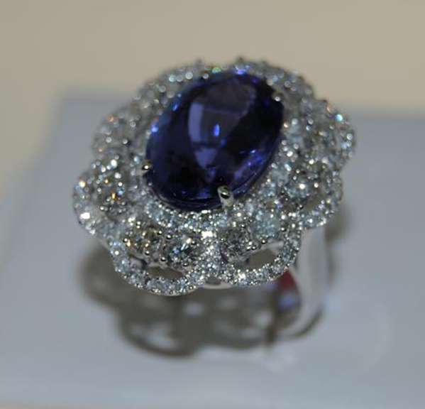 18kt White Gold Tanzanite & Diamond Cocktail Ring