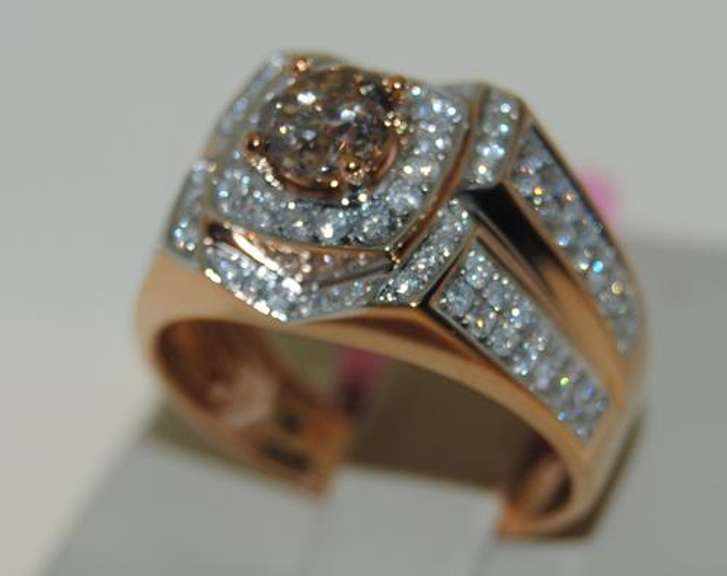 Rose Gold Men's Diamond Ring in 14kt Gold