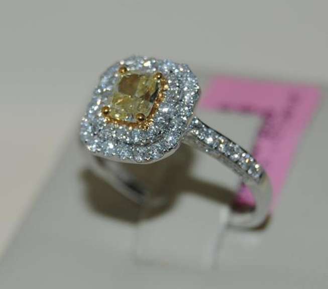 Fancy 18kt Yellow and White Diamond Ring