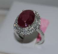 Radiant Ruby and Diamond 18kt Cocktail Ring