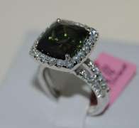 Glowing Green Tourmaline and Diamond Cocktail Ring