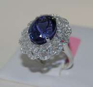 Massive Tanzanite and Diamond 18kt Ring