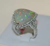 18KT White Gold Opal & Diamond Ring