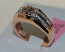 Men's Rose Gold Diamond Ring in 14k