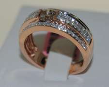 Men's 14kt Rose Gold Diamond Band Ring