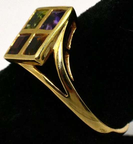 Mod Geometric Multi-Stone Ring in 14KT Yellow Gold