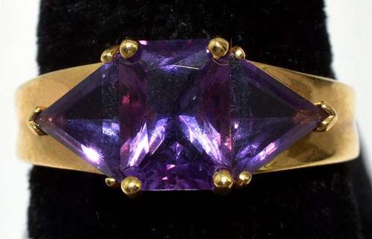 Wide Amethyst Ring in 14KT Yellow Gold