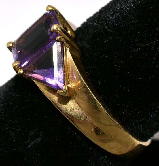 Wide Amethyst Ring in 14KT Yellow Gold