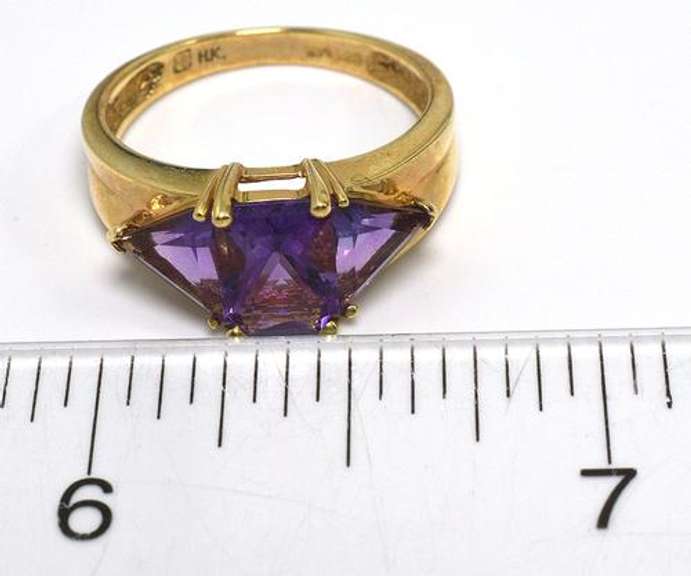 Wide Amethyst Ring in 14KT Yellow Gold