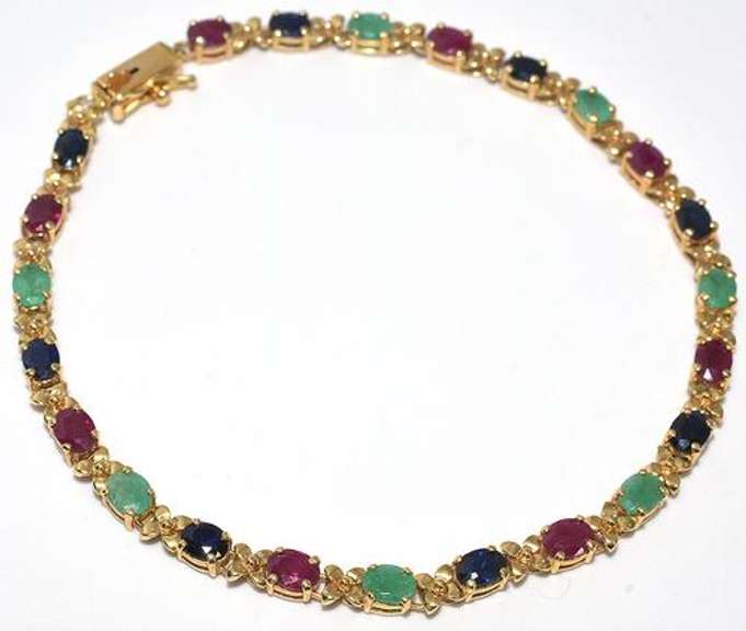 Sparkly Multi-Gem Bracelet in 14KT Yellow Gold