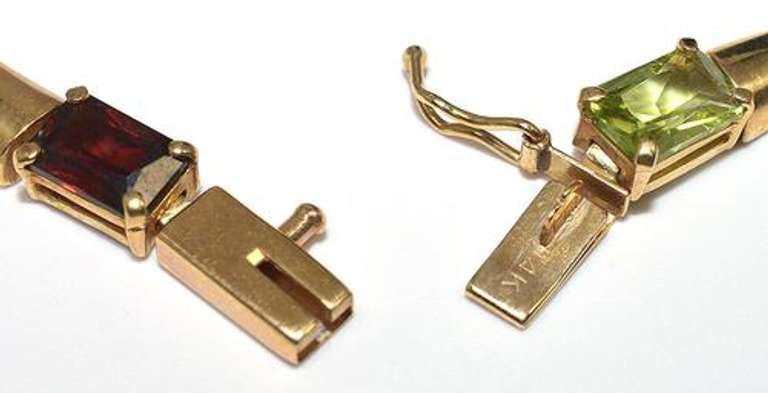 Classy Bar-Link Multi-Gem Bracelet in 14KT Yellow Gold