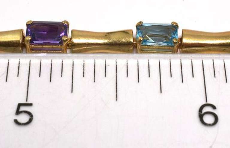 Classy Bar-Link Multi-Gem Bracelet in 14KT Yellow Gold