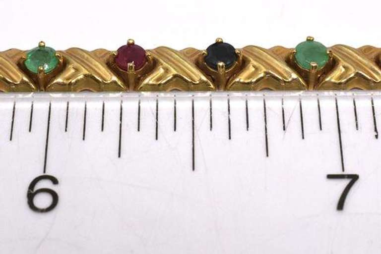 Colorful Multi-Gem X-Link Bracelet in 14KT Yellow Gold