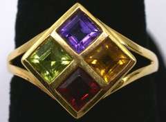 Mod Geometric Multi-Stone Ring in 14KT Yellow Gold