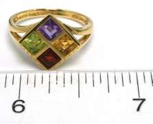 Mod Geometric Multi-Stone Ring in 14KT Yellow Gold