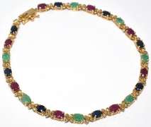 Sparkly Multi-Gem Bracelet in 14KT Yellow Gold