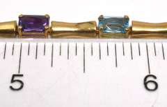 Classy Bar-Link Multi-Gem Bracelet in 14KT Yellow Gold