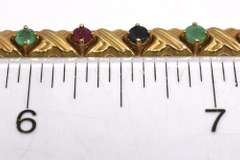 Colorful Multi-Gem X-Link Bracelet in 14KT Yellow Gold