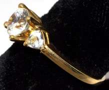 Glimmering 3-Stone CZ Ring in 14KT Yellow Gold