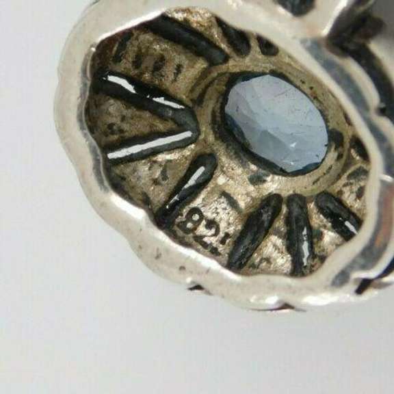 Sterling Silver Blue Topaz and Marcasite Pendant