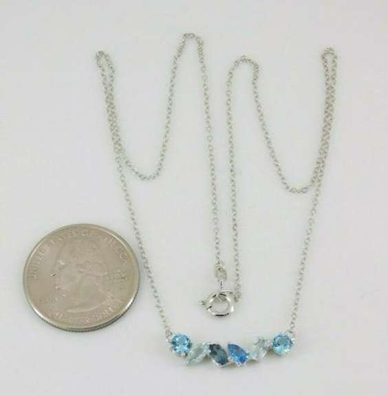 Sterling Silver Blue Topaz and Spinel Necklace
