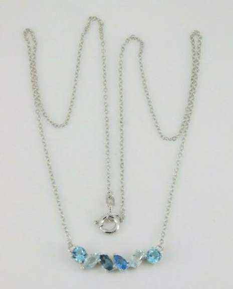 Sterling Silver Blue Topaz and Spinel Necklace
