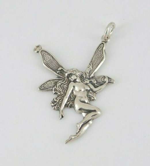 Vintage Sterling Silver Fairy Pendant