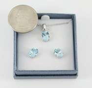 Set of Sterling Silver Blue Topaz Earrings and Necklace