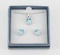 Set of Sterling Silver Blue Topaz Earrings and Necklace