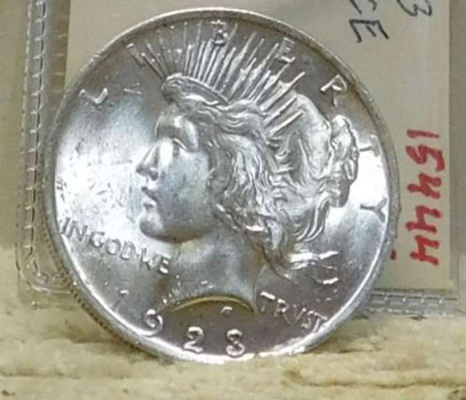 1923 Peace Dollar, almost Uncirculated, Lusterous.