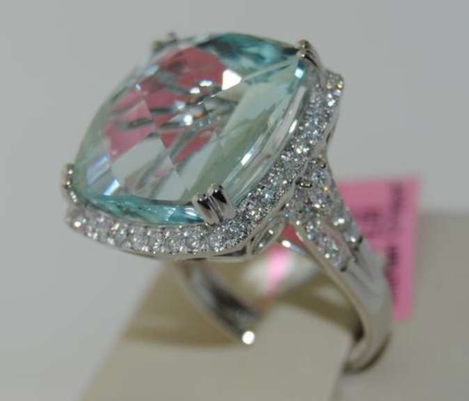 Cool Aquamarine and Diamond Cocktail Ring