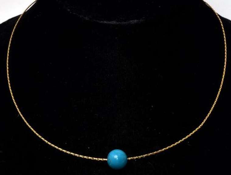 14KT Yellow Gold Necklace with Turquoise Bead