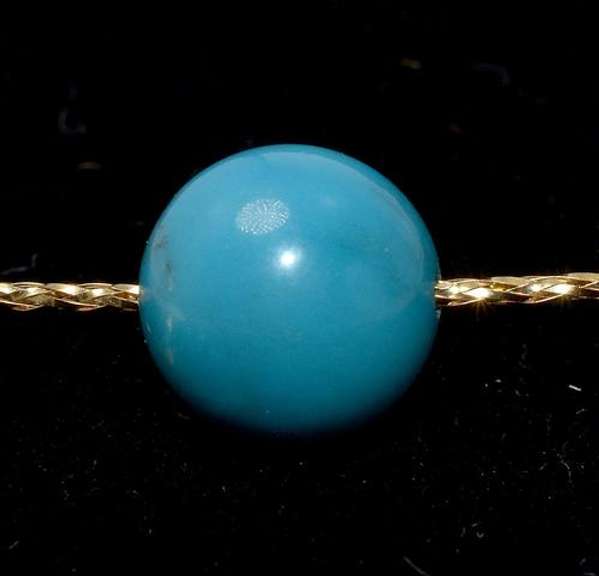 14KT Yellow Gold Necklace with Turquoise Bead