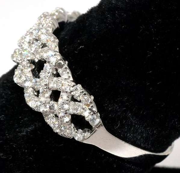 Sterling Silver CZ Braided Ring