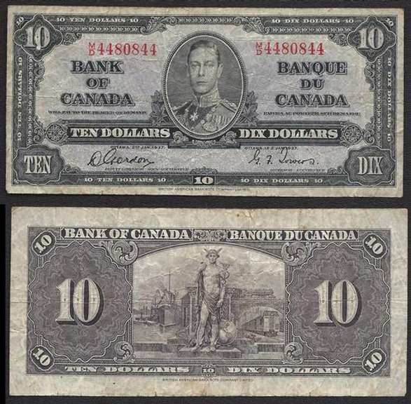 $10 1937 Bank of Canada King George VI Radar