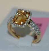 Glowing Citrine and Diamond Cocktail Ring