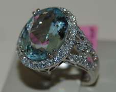 14kt White Gold Aquamarine & Diamond Ring