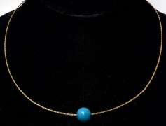 14KT Yellow Gold Necklace with Turquoise Bead